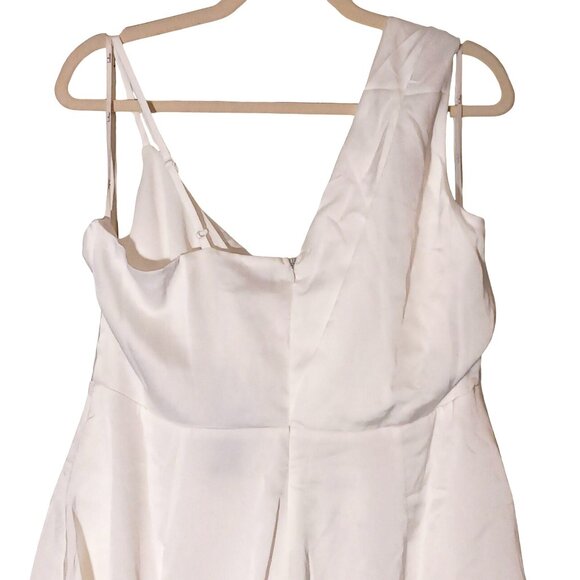 NEW‎ Lulus Likely Lover Ivory Satin Asymmetrical Cowl Neck Romper 2" Inseam XL - Picture 11 of 16